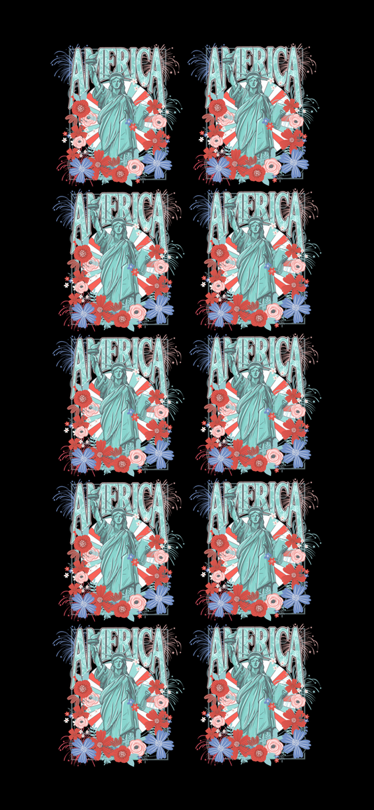 Lady Liberty Floral pre made DTF gang sheet